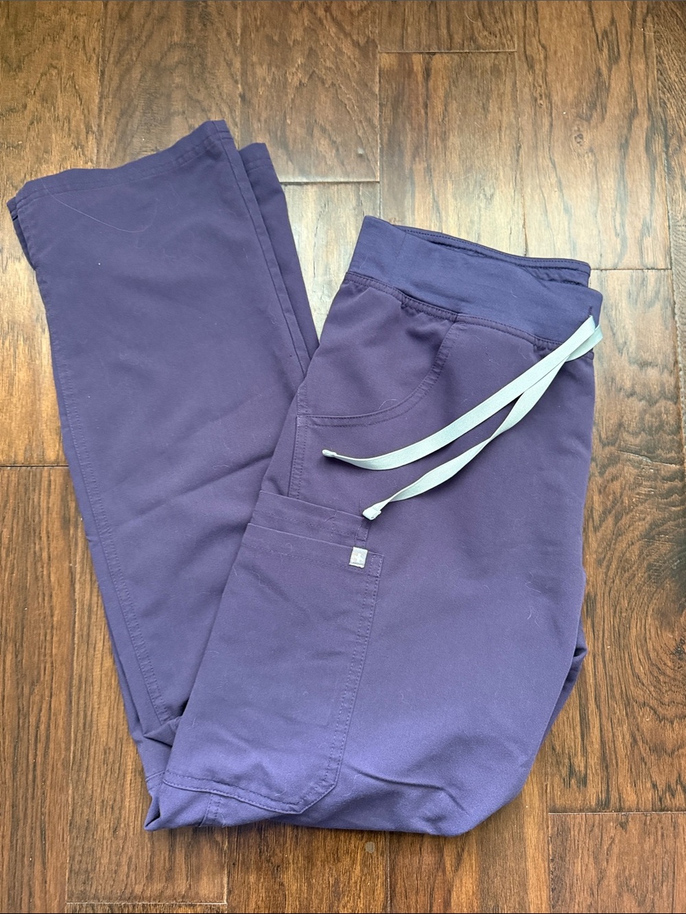 Figs Women's Purple Drawstring Joggers with Light Blue Ties